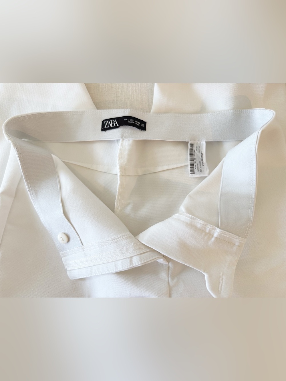 ZARA Minimalist White Flared Dress Pants High Waisted Creased Size Large - Picture 11 of 14